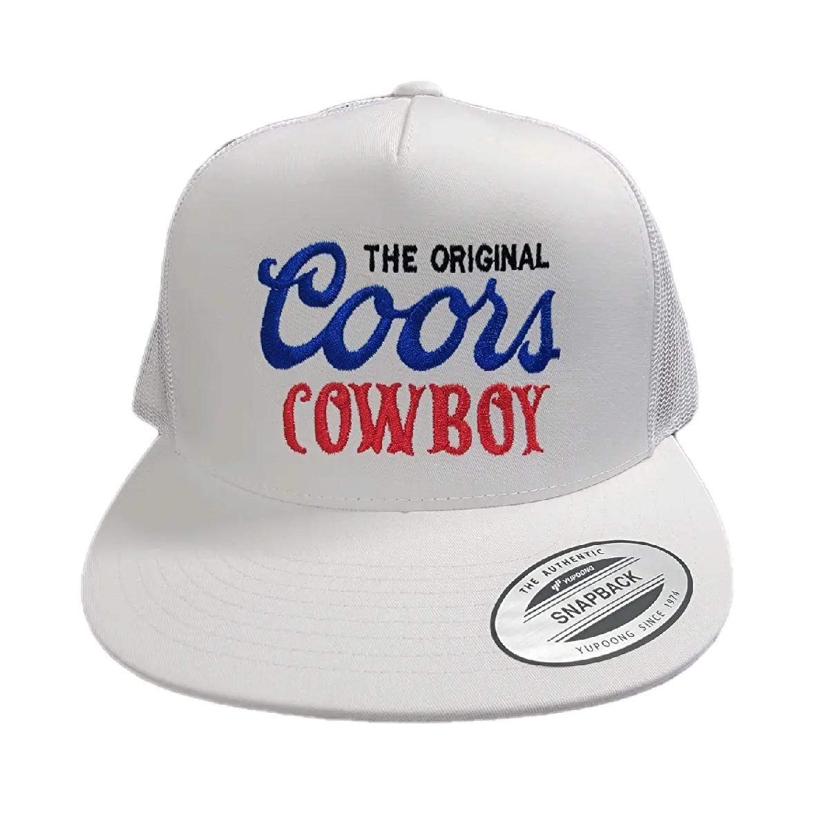 Original Coors Cowboy Trucker Baseball Cap - Solid Color, Adjustable Snapback Hook-and-Eye Closure, Directly Embroidered Mesh, Flat Bill, All-Seasons Breathable Cooling Sports & Outdoor Hat