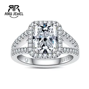 AnuJewel 3cttw Radiant Cut Y Wall Retro Moissanite Rings D Color 925 Sterling Silver Rings Gift for Anniversary Brithday Women Her with Certificate