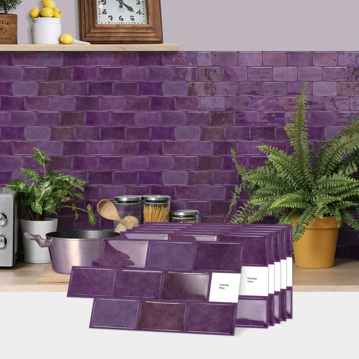Self-Adhesive Pet Tile Decorative Wall Sticker, Kitchen Bathroom Decoration, Waterproof, Mildew Resistant, Oil Resistant, Easy to Apply, Ideal for Bathrooms & Kitchens, Shower Stickers