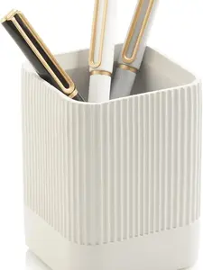 Aesthetic Pen Holder for Desk - Modern Concrete Pencil Holder - Cute and Functional Desk Organizer for Office Supplies - Stylish Office Decor Pen Cup