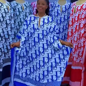 African Fashion Printed Floral Dress Turkey Kaftan Islamic Clothing Abaya Women Muslim Dresses Female Gown Elegant