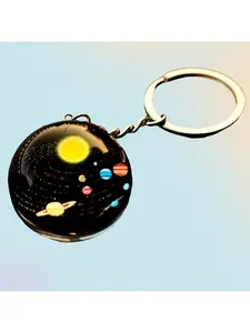 1pc Vintage Solar System Time Gem Keychain - Stylish Accessory Featuring The Design of The Nine Planets - a Perfect Gift Suitable for Friends And Family.