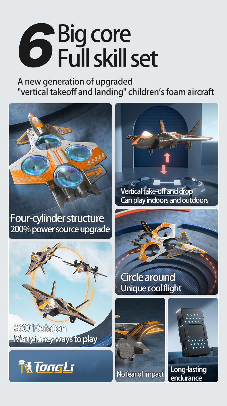 TongLi Foam Remote Control Airplane, Aerial Photography Drone, Children's Remote Control Airplane, Drop-resistant Foam Airplane, Stunt Remote Control Airplane, Suitable for Children Aged 8-12 Christmas Halloween Thanksgiving gift