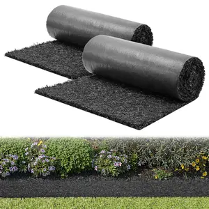VEVOR Rubber Mulch Mat Roll, 2 Rolls 96x 24 in Recycled Rubber Mulch Mat, 0.5 Thick Cuttable, Reduced Weed Growth, Natural-Looking Weed Barrier Mat, Permanent Walkway Pathway for Landscaping