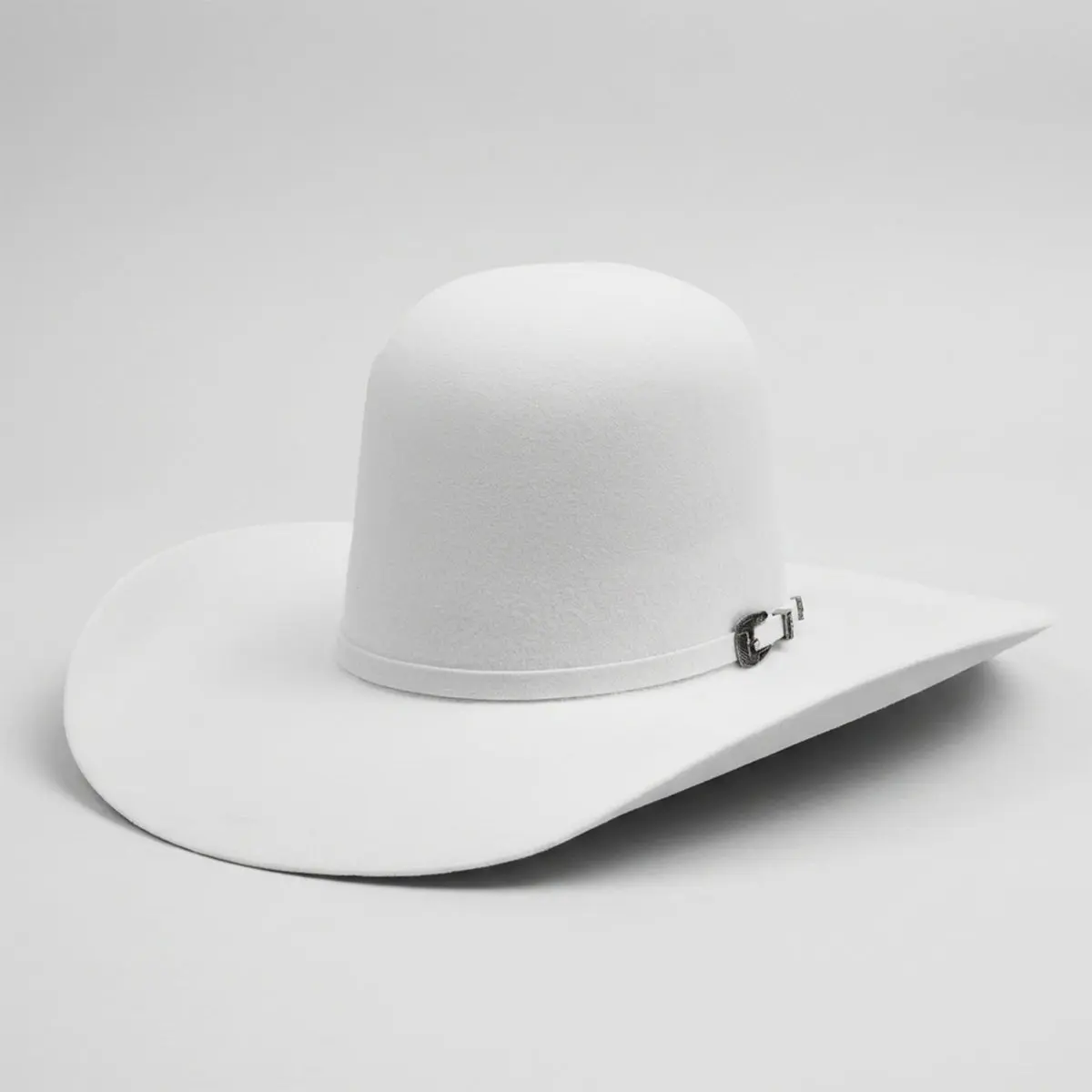 Cuernos Chuecos Open Crown White Cowboy Felt Hat
