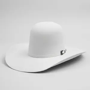 Cuernos Chuecos Open Crown White Cowboy Felt Hat