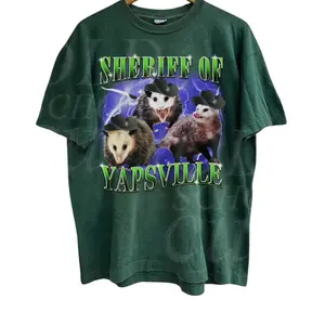 Sheriff Of Yapsville Vintage 90s Graphic Shirt, Retro Possum Yapper Shirt, Funny Yap Party Gifts, Unisex Y2k Joke Tee, Silly Weird Shirts Menswear Top Underwear Tshirt