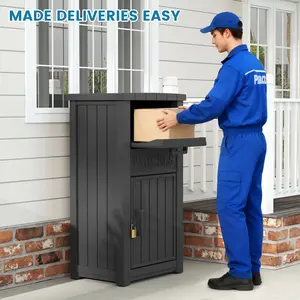 RIWENGO Outdoor Package Delivery Box Anti Theft Waterproof Lockable Secure Parcel Drop Box for Porch House Curbside Outside Storage