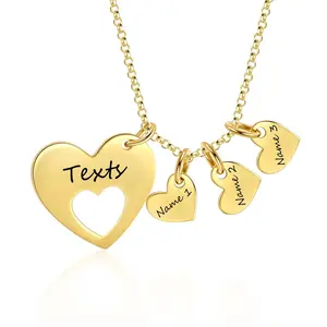 Personalized Engraved Multiple Names Stainless Steel Heart Pendant Name Necklace, Reliable Quality Custom Mother's Day Gift, Mothers Day Gift