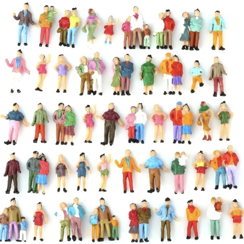 10 Pcs 1:87 Painted Plastic Model Railway Figures, Connected Mixed People for Layout or Diorama, Ideal for Modeling & Action Toy Figure Displays