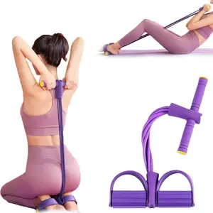 8-Tube Pedal Puller Resistance Band, Multifunction Tension Rope for Home Gym, Yoga Pilates Exercise Band for Women & Men (Purple)