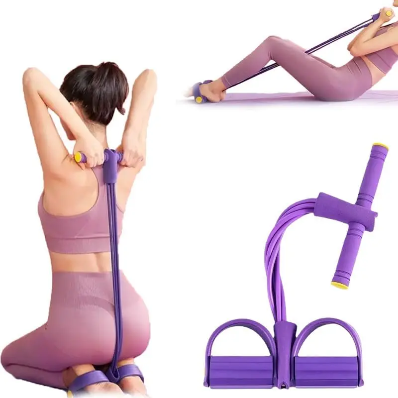 8-Tube Pedal Puller Resistance Band, Multifunctional Elastic Tension Rope for Home Gym Fitness, Pilates, and Yoga Stretching for Women & Men, Purple, Fitness Bands, Yoga Stretching Bands
