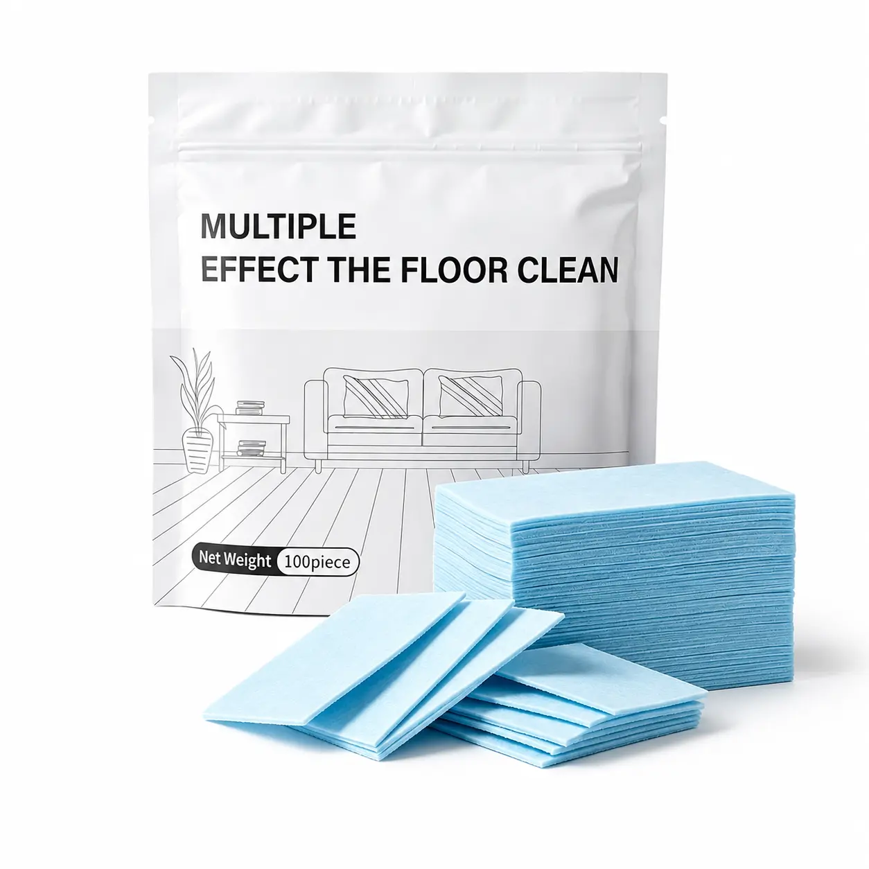 100PCS Concentrated Fast Dissolve Floor Cleaners Tablets, Lemon Scented Home Supplies, Hardwood-Safe Multi-Effect Sheet for Tiles Marble, Grime Lifts Fast Effortless Mopping Solution