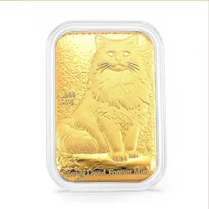 24K Yellow Gold Cat Emboss Sheet 31x45.5mm 10mg