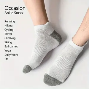 Large size men's short socks mesh breathable ear-lifting sports socks wholesale spring and summer black and white short cotton socks