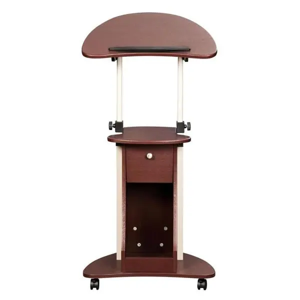 Techni Mobili RTA-B005-CH36 Ergonomic Rolling Sit-to-Stand Adjustable Laptop Cart with Casters, Tilt, MDF Panels, Shelf, 20-30 lbs Capacity, Bottom Hinges, Closed Storage, Chocolate, 31.5-45.5x21.75x17 in, 20 Lbs Weight Capacity