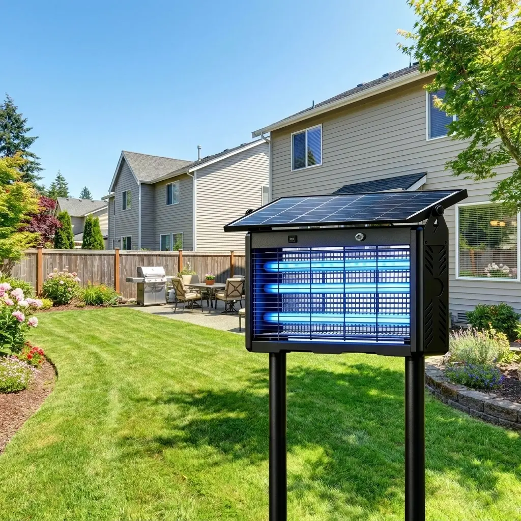 2026 New Release Large Size Solar Oversized Bug Zapper, 2500V Power 14W Electronic Mosquito Killer with ABS, Aluminum, 7500mAh Cells, IPX5 Waterproof UV Fly Trap, Dual Charging, Light Sensor, USB-C for Patio, Garden