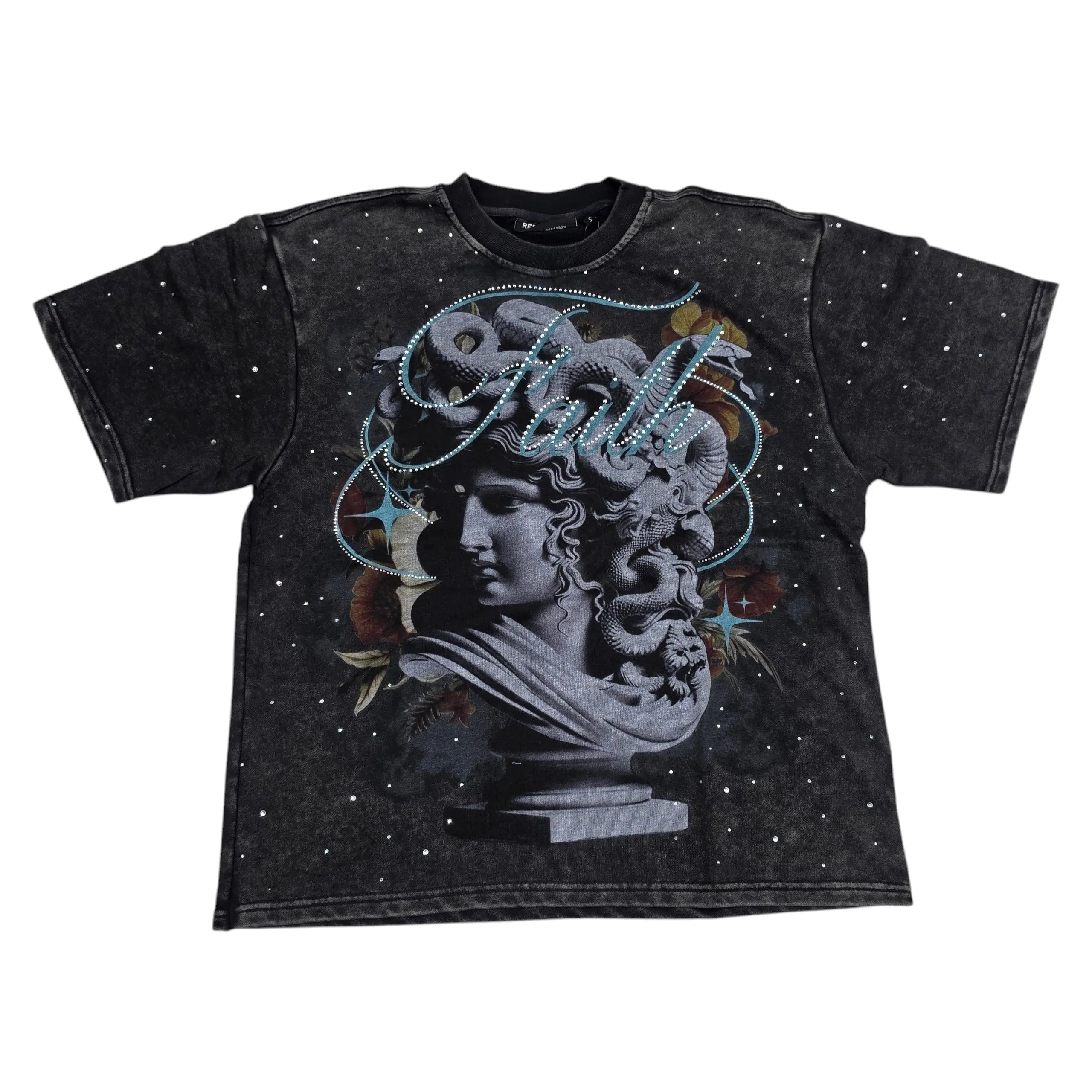 REBEL MINDS MEN'S FAITH MEDUSA CROPPED T-SHIRT
