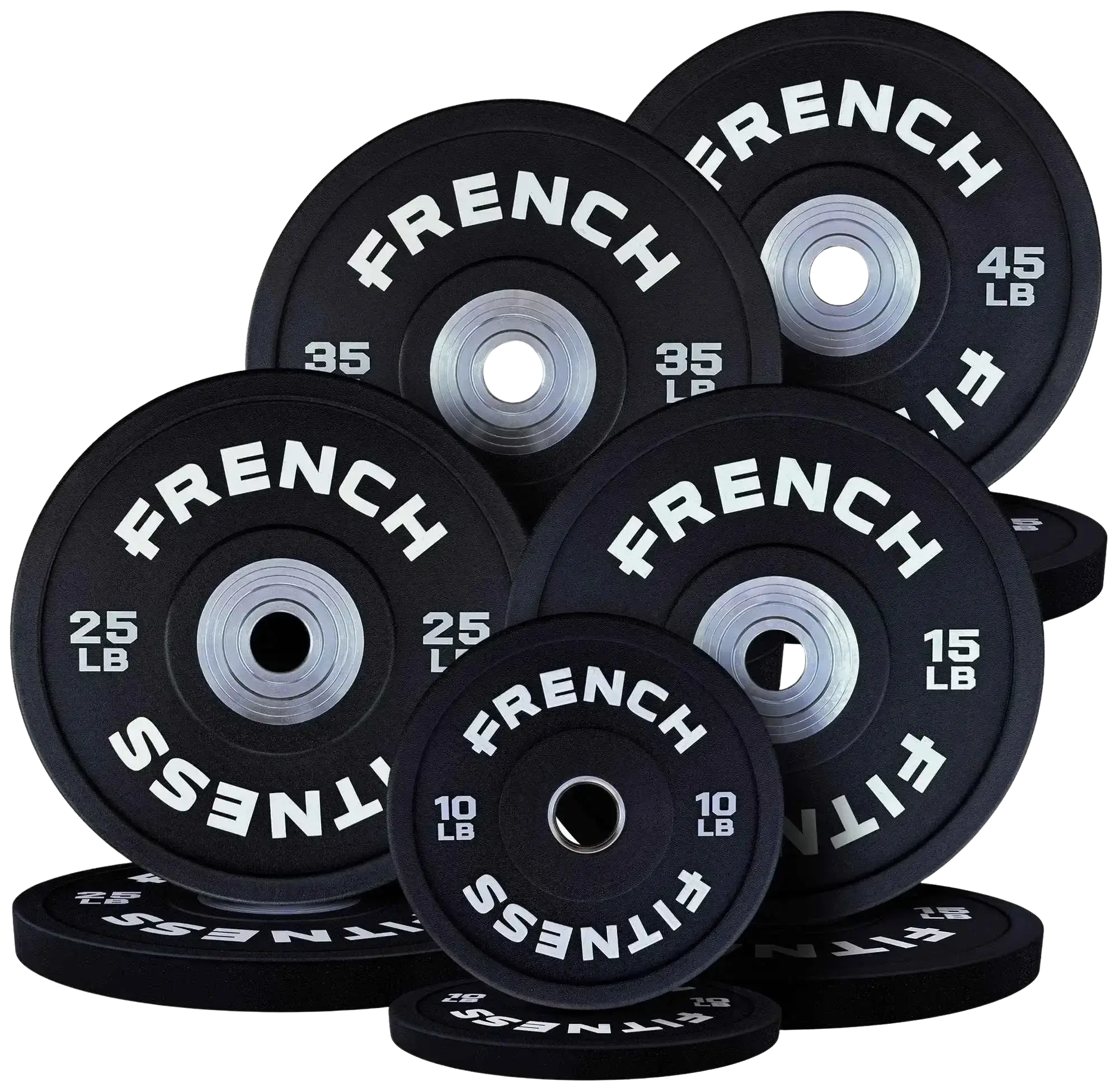 French Fitness Competition Urethane Bumper Plate Set 260 lb Black (New)