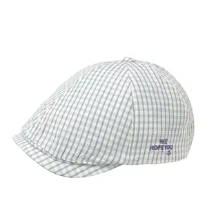 Retro Spring New Arrival: 2026 Women's Pink Plaid Beret — Reversible Newsboy Cap, Large Head Circumference, Versatile Flat Cap