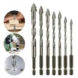 4-7 Counts Presencte New Four-Flute Sawtooth Eccentric Drill Bit Set, Four Blade Serrated Eccentric Drill Bits, Eccentric Drill Bit Set, for Metal/Wood/Plastic - Efficient Chip Removal