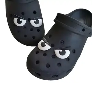 Glow in The Dark Big Eyes Shoe Charms, 4PCS 2 Pairs Soft PVC Silicone Funny Shoe Accessories for Clogs Sneakers for Kids Adults