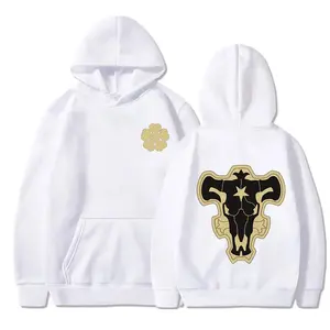 BelleHeaven  Graphics Harajuku Men Women Running Sport Pullover Workout GYM Causal Sweatshirt Hooded Unisex Anime Black Clover Hoodies