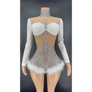 Snowy Brandi Romper silver and white