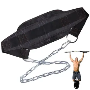 Thick Neoprene Weight Lifting Belt with Chain Dipping Belt For Pull Up Chin Up Kettlebell Barbell Fitness Bodybuilding Gym Belt