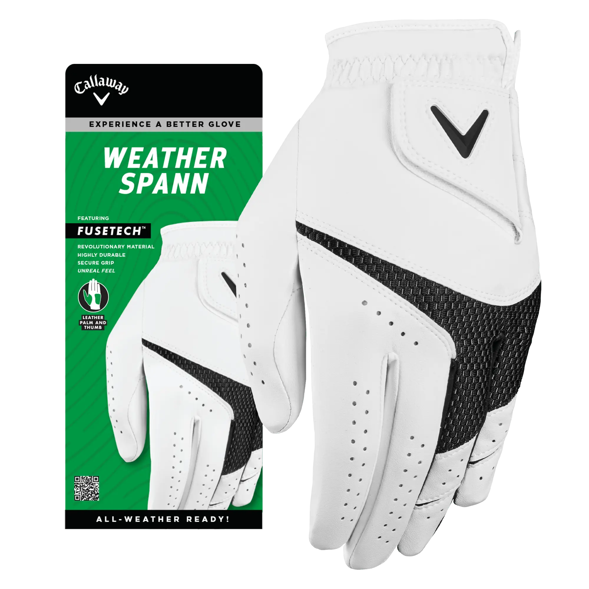 Callaway Golf Weather Spann Men's Golf Glove in White | Size: Cadet Large Callaway Golf Weather Spann Men's Golf Glove in White | Size: Cadet Large