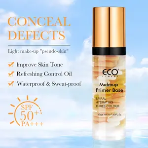 ECO Finest 3-in-1 Color-Correcting Primer SPF 50 Hydrating Oil-Control Moisturizer Long-Lasting Makeup Base for Flawless Skin Tone Foundation - Clear