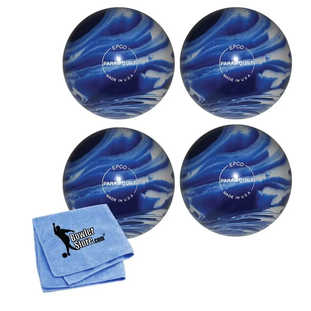 EPCO Marbleized Blue & White Candlepin Bowling Ball Set - 4.5 in, 2lbs 5oz (4 Balls) with Free Towel