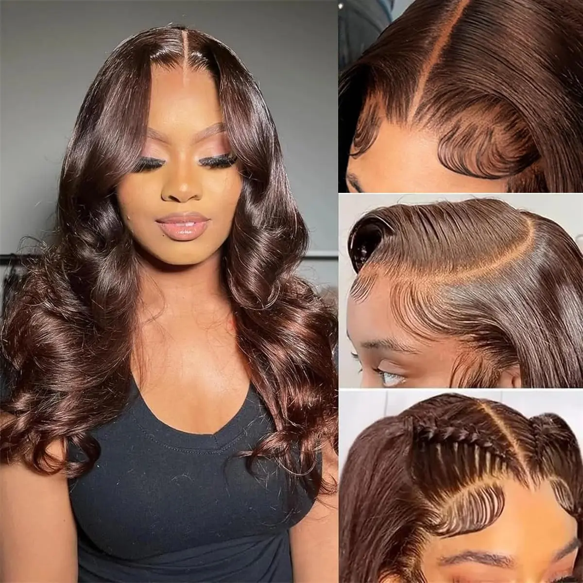22 Inch Virgin Human Hair Lace Closure Pre Plucked Natural Hairline Amazon.com : 22 Inch Deep Wave Lace Front Wigs Human Hair  main image 2
