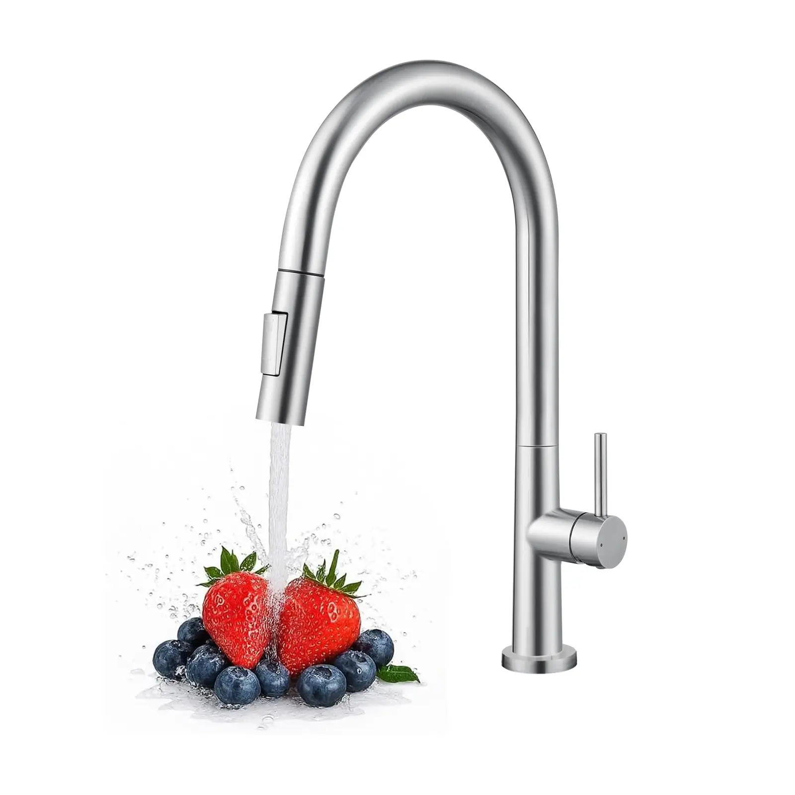 FUYIDURA Stainless Steel Kitchen Faucet with Pull-Down Sprayer, Adjustable Design for Versatile Water Control, Modern Touch Stainless Steel Tap, Pull Down Faucets