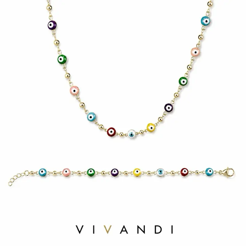 Vivandi Colorful Evil Eye Jewelry Set Vivandi Colorful Evil Eye Jewelry Set