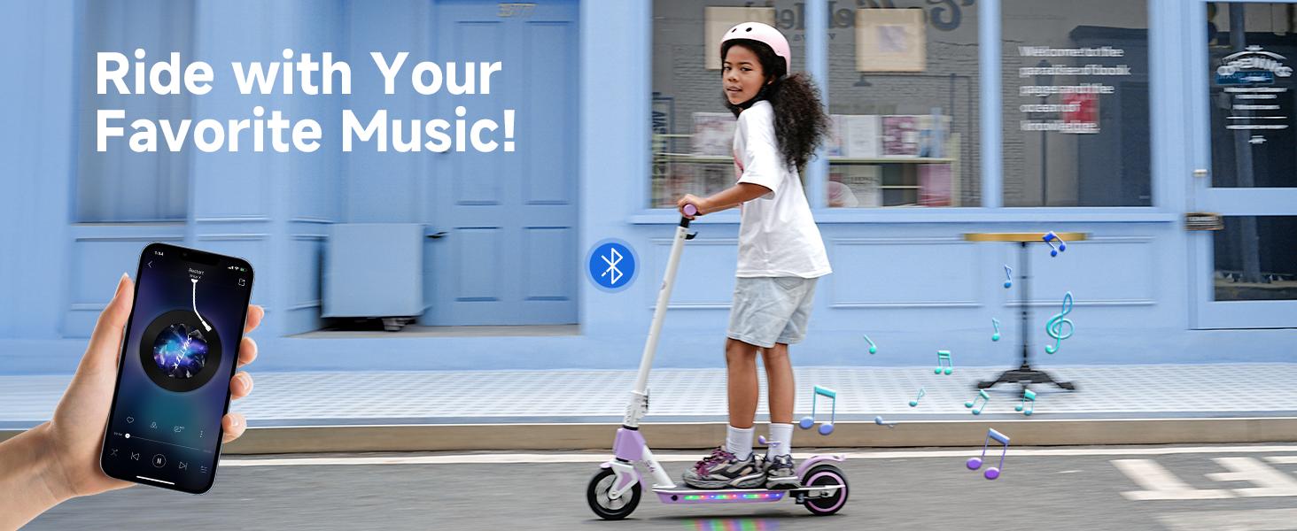 【Kids Love It!】S4 Foldable Electric Scooter with LED Display, 6" Solid Tires, 200W Motor, 3 Speeds (5/8/12 Mph), 154lbs Max Load, Colorful Lights, Electric Scooter for Kids Ages 6-14, Great Gift for Boy Girl