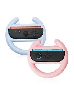 GeekShare Switch Steering Wheel Compatible with Switch 2025, NS2 Racing Steering Wheel, Racing Games Accessories for NS2 Joycon, 2 Packs, Blue & Pink