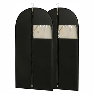 Suit Bags for Closet Storage, 47'' Garment Bags for Hanging Clothes, Suit Garment Bag, Black Suit Cover Bags with Clear Window for Coats, Jackets, Shirts