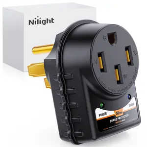 Nilight 50 Amp RV Surge Protector 125V/6250W Adapter Plug with LED Indicator 50Amp 3150 Joules 45000A Max Spike ETL Listed 14-50P 14-50R Power Guard for RVs Camper Trailer