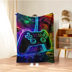 Game Controller Pattern Blanket, Soft Comfortable Throw Blanket, Cool Bedroom Bedding Blankets, Warm Napping Blanket for Home Office Travel