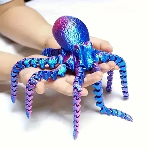 3D Printed Moving Jointed Octopus, Poseable Tentacles, Realistic Marine Decor, Indoor Outdoor Decoration, Articulating Animal Figurines