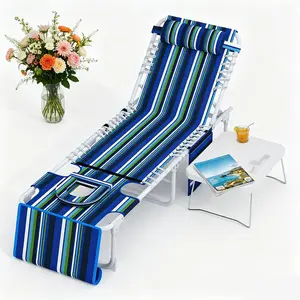 3-in-1 Outdoor Tanning Lounge Chair with Face Hole, Folding Side Table and Removable Pillow, 5 Adjustable Recline Positions, Heavy Duty Bench for Patio, Pool, Garden & Beach, 330lbs Max Load