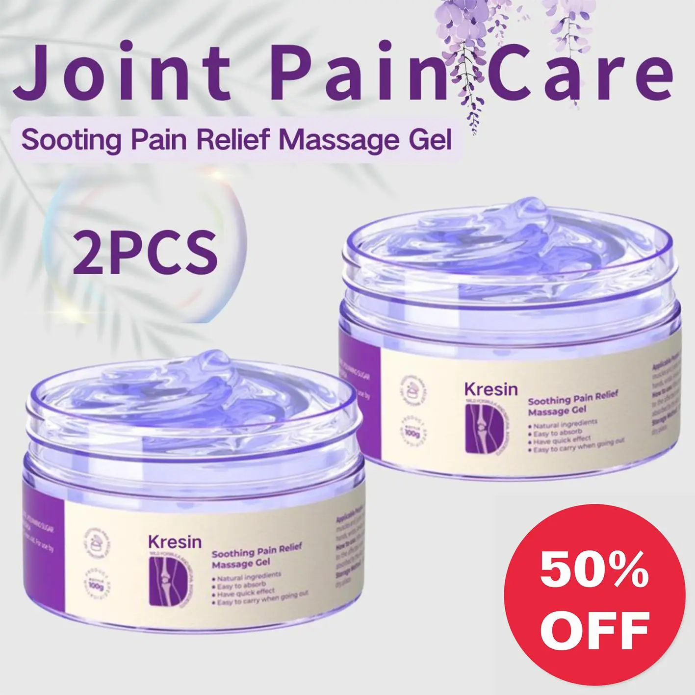 kresin 2 joint pain relief purple gel–Soothes knees, lumbar, neck, hands, feet; Rapid Massage Gel contains boswellia,glucosamine,collagen Healthcare