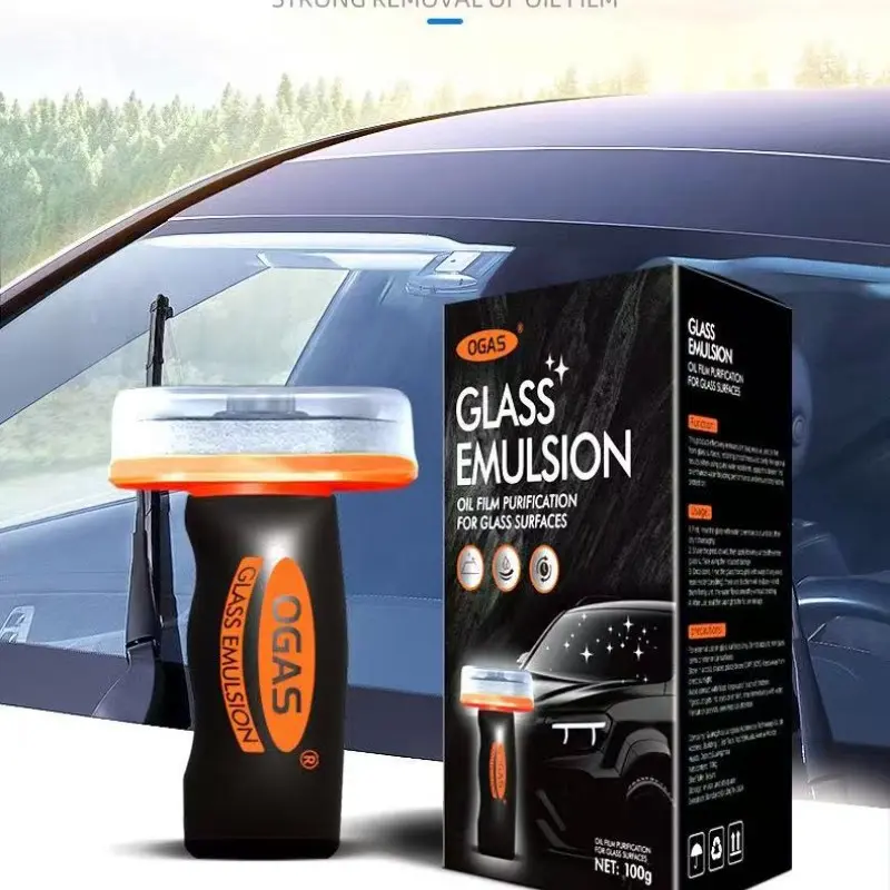 Car Glass Oil Film Remover Cleaning Agent with Handle, Windshield Mirror Side Window Care Product for Streak-Free Shine, Car Windshield Cleaner, Car Detailing Products, Car Detailing Supplies, Automotive Detailing Product