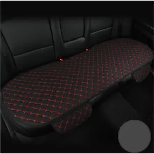 Universal Fit Linen Car Seat Cover for Rear Seat Breathable Non Slip 4 Seasons Bench Protector with Pocket for SUV Sedan Truck Black Red