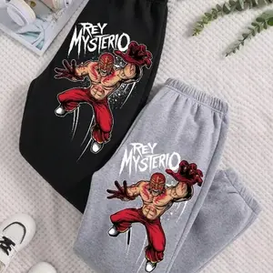 Rey Mysterio Wrestling Sweatpants – Cartoon Style Masked Luchador Graphic Joggers 9PK
