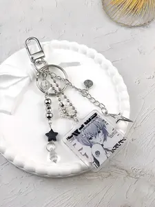 Unique Anime Style Eva Keychain, Star Spiral Pendant, Creative Gift for Friends, Exclusive Design, Perfect Present Idea