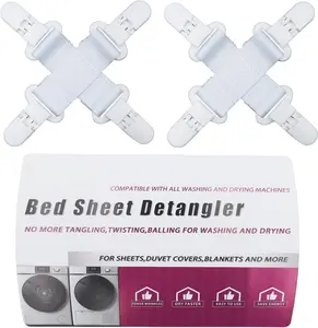 Bed Sheet Detangler, Keep Bed Sheets/Duvet Covers/Blankets from Tangling, Twisting & Balling in Washer and Dryer, 2 count(White)