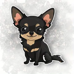 Black Chihuahua Cartoon Vinyl Stickers - Durable Car Bumper and Window Magnets, Charming Dog Design, Weather Resistant Vehicle Stickers, 1 Piece
