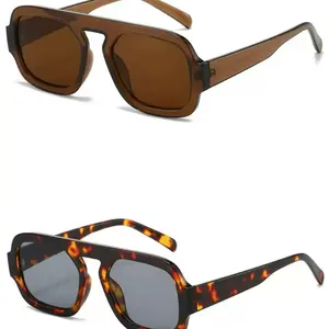 SUNVOES 2 Pack Sunglasses for Women Men Trendy Square AviatorFlat Top Designer Stylish Frame Sun Glasses Vintage Shades Simplicity and Fashion Coexist